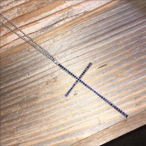 Black cross and sterling silver chain